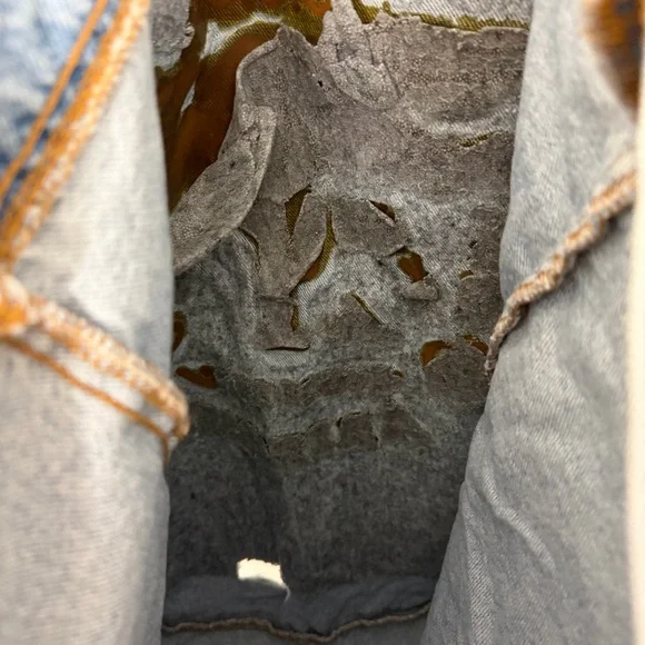 Vintage Denim Jean oversized Distressed Tote Bag Arizona Cactus - Picture 10 of 11